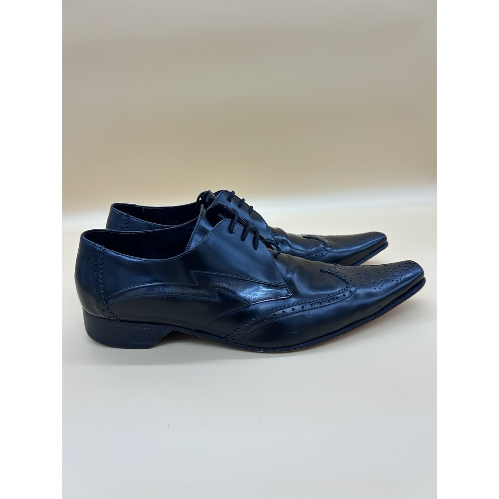 Jeffery West Black‎ Line Pino Pointed Toe Wingtip Derby Brogue Shoes Size 10 Men